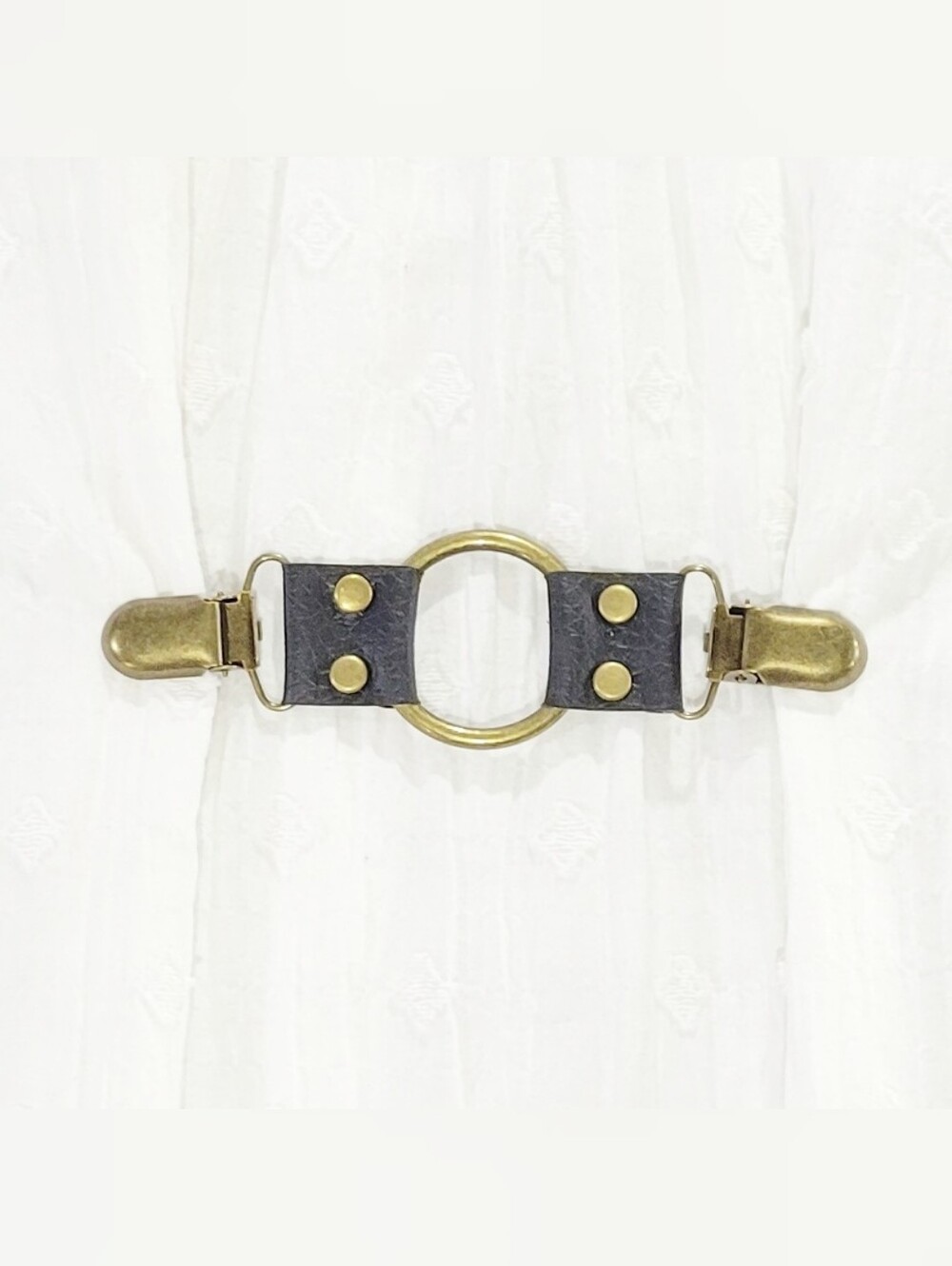 Black Faux Leather Cinch Clip W/ Bronze Tone Oring, DIY Tailoring, New, Handmade
